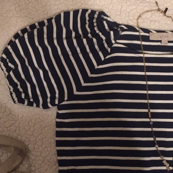 ⚡️FLASH SALE⚡️ Striped White and Navy LOFT Dress - Picture 3 of 5